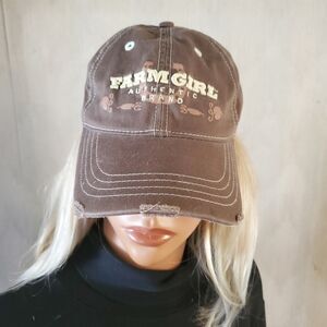Farm Girl Authentic Brand Duck Billed Hat Factory Distressed Adjustable